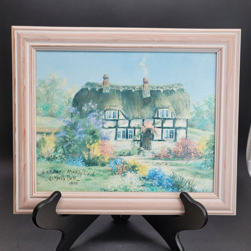 Marty Bell Art Print Little Well Thatch English Cottage Framed LE COA BT1051